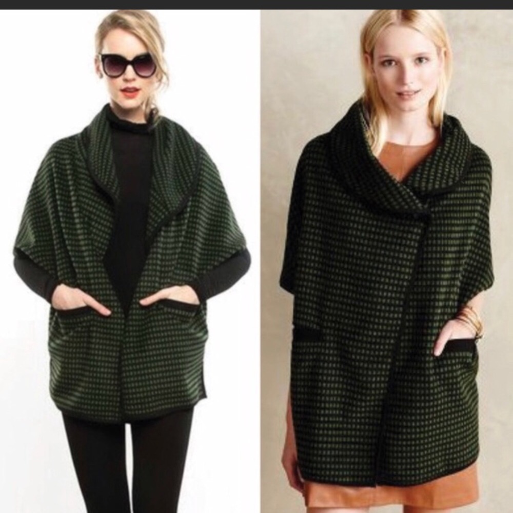 Eva Franco Anthro Wool Punch Dot Cocoon Coat
